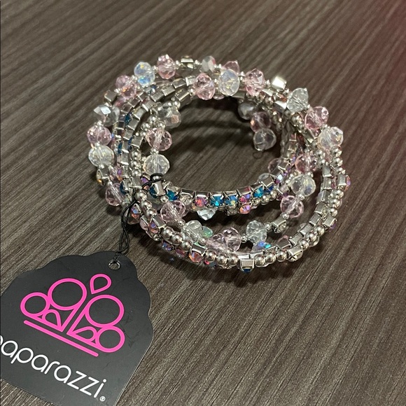 paparazzi Jewelry - Paparazzi Silver and Pink Crystal Bracelet